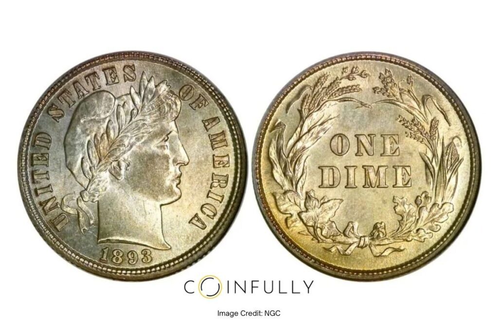 1893_2 Overdate Barber Dime Obverse and Reverse - Coinfully