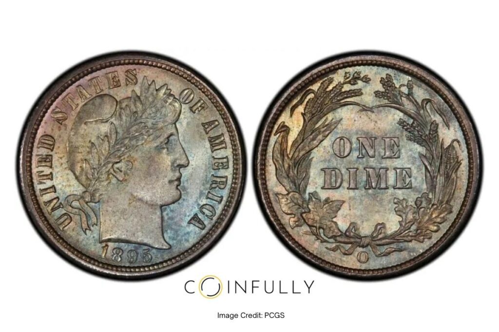 1895-O Barber Dime Obverse and Reverse - Coinfully