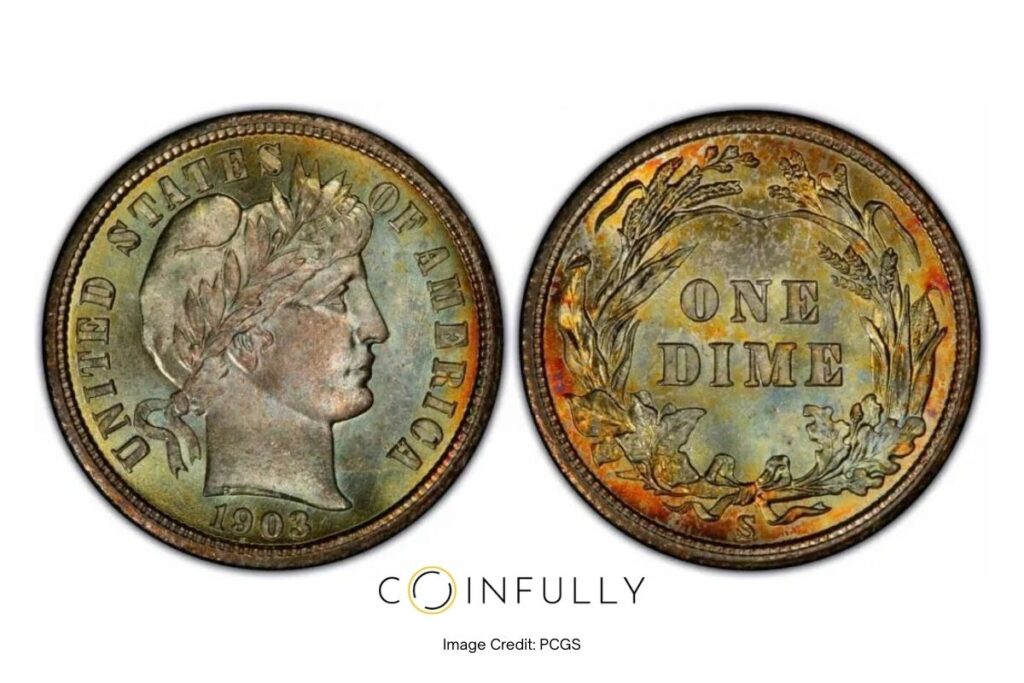 1903-S Barber Dime Obverse and Reverse - Coinfully