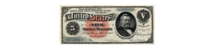 Valuable Silver Certificates - 1886 $5 Silver Dollar Back Certificate - Coinfully