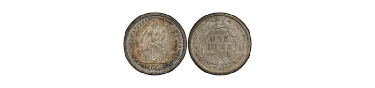 1869-S Dime, showing the obverse with Liberty seated and the reverse displaying "ONE DIME" in a wreath.