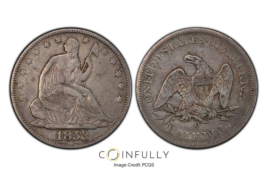 1853-O Seated Liberty Half Dollar No Arrows - Coinfully