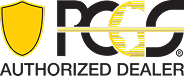 PCGC logo with a yellow shield and text "AUTHORIZED DEALER" in black.