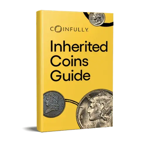 Inherited Coins Guide by Coinfully, featuring a yellow cover with images of coins.