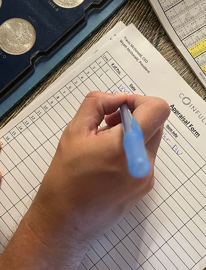 Estate appraisal forms being filled out
